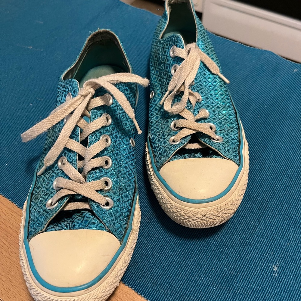 Turquoise Glitter Converse